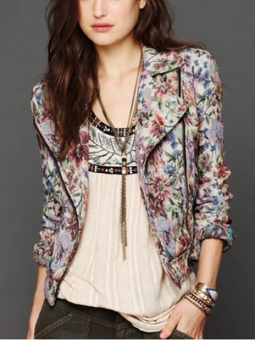 FREE PEOPLE BOTANICAL DAINTY COTTAGE TAPESTRY JACKET - Picture 1 of 3